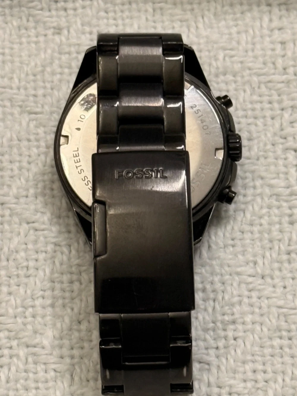Fossil Black And Gold Stainless Steel Link Wrist Watch #12